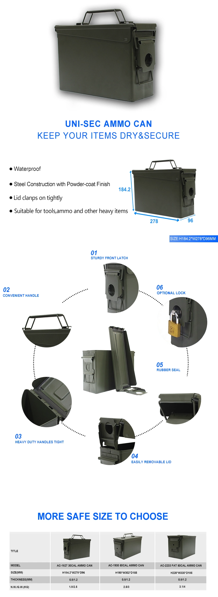 Hot Sale Wholesale Price Hot Sale & High Quality Best Selling Security Electronic Digital Home Ammo Can Safe Professional Factory Offer (AC-2233)