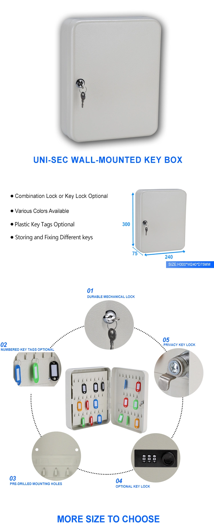 Uni-Sec High Quality Remote Key Fob Box Key Cabinet Holder with CE Certificate (KC-93)