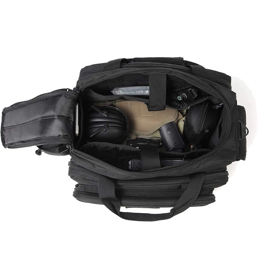 Military Style Gun Case Bag Deluxe Middle Size Tactical Bag Firearm Shooting Case with Lockable Zipper for Shooting Range Outdoor Hunting Bag