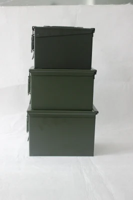 Cajas de munición duraderas de metal verde militar Lata de balas para militares